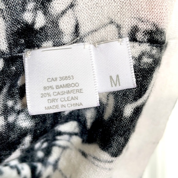 Kokun Abstract Granite Print Fitted Crew | Bamboo & Cashmere Top | Sz Medium - Picture 7 of 7